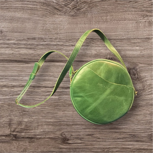 Custom Painted Portland Leather Goods Large Circle Bag in Cowboy Mint - Picture 2 of 3